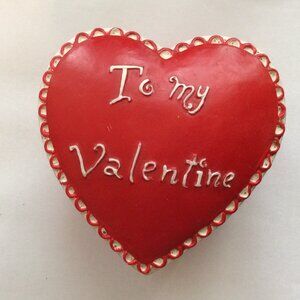 Heart Shaped Trinket Box Valentine Red White